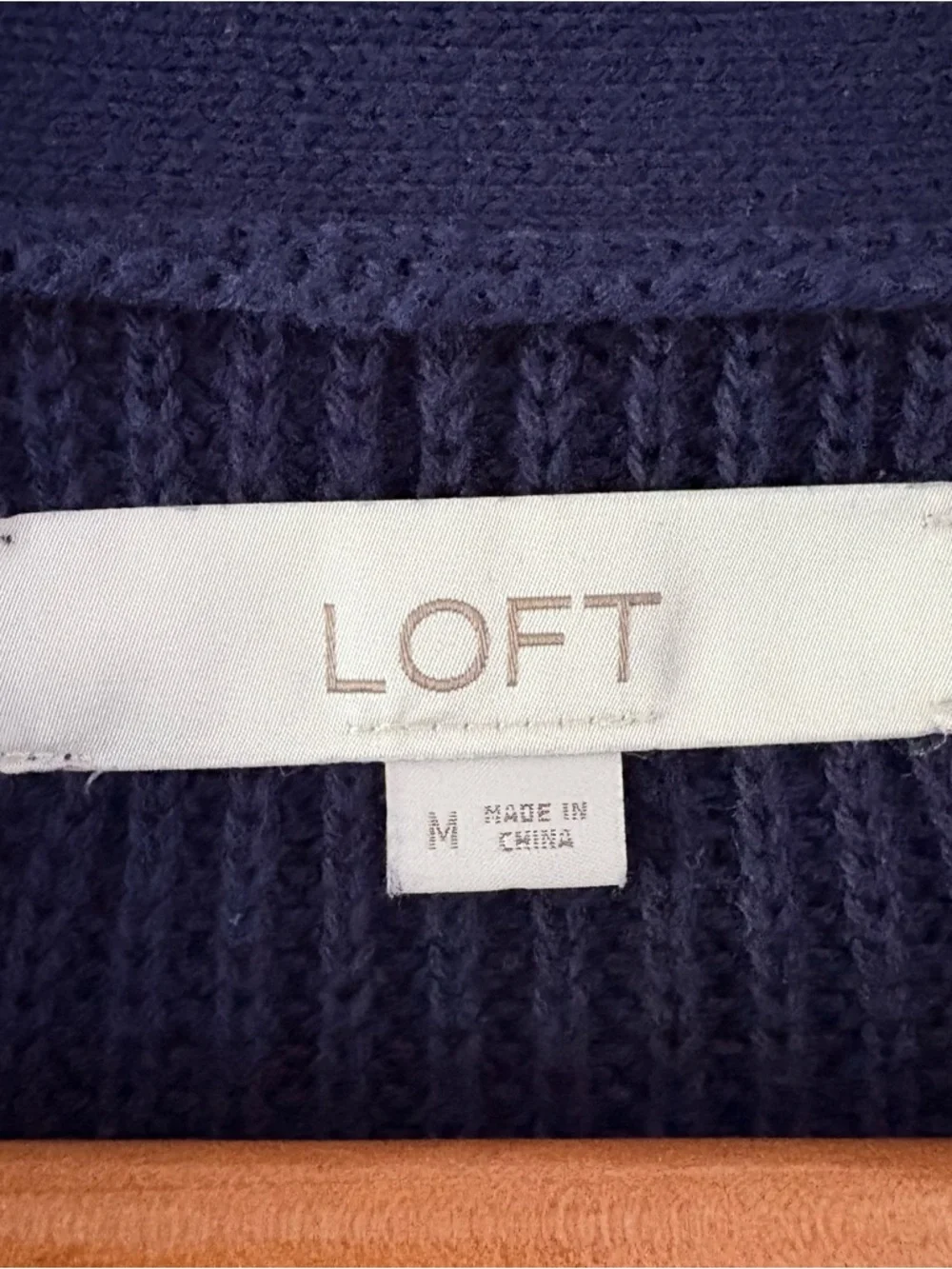 LOFT Navy‎ & White Striped Cotton Cardigan Button Front Preppy Knit Sweater M